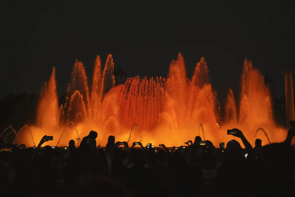 Fire ball nozzles on floating lake platforms