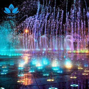 Jumping Jet Water Dry Fountain SS304 Free 3D Design with Program Controlled Underwater LED Jets for Commercial Plaza