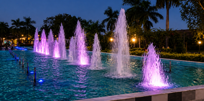 2D Digital Legion Nozzle dynamic musical fountain performance