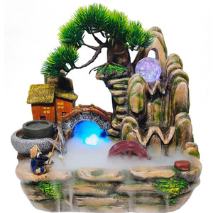 Custom Small Polyresin Eco-Friendly Hand-painted Round Model Love Indoor Water Fountain for Home Decoration